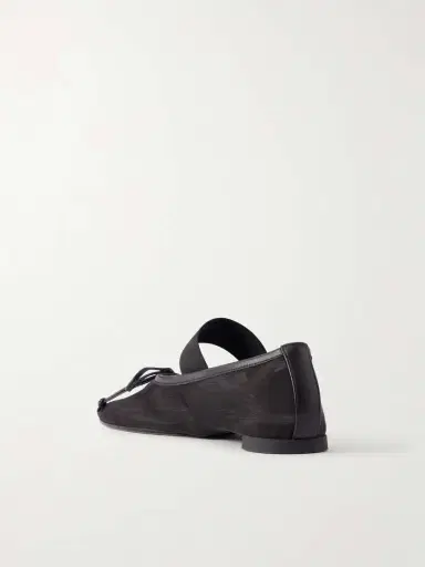 MM6 MAISON MARGIELA Bow-detailed Leather-trimmed Mesh Ballet Flats | Thumbnail 3 MM6 MAISON MARGIELA Bow-detailed Leather-trimmed Mesh Ballet Flats | Thumbnail 3