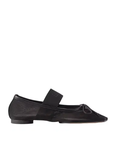 MM6 MAISON MARGIELA Bow-detailed Leather-trimmed Mesh Ballet Flats | Thumbnail 1 MM6 MAISON MARGIELA Bow-detailed Leather-trimmed Mesh Ballet Flats | Thumbnail 1