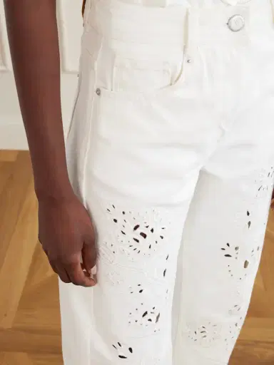 Farm Rio Richelieu Broderie Anglaise-trimmed Mid-rise Straight-leg Jeans | Thumbnail 5 Farm Rio Richelieu Broderie Anglaise-trimmed Mid-rise Straight-leg Jeans | Thumbnail 5