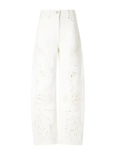 Farm Rio Richelieu Broderie Anglaise-trimmed Mid-rise Straight-leg Jeans | Thumbnail 1 Farm Rio Richelieu Broderie Anglaise-trimmed Mid-rise Straight-leg Jeans | Thumbnail 1