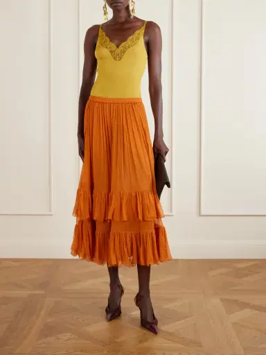 Saint Laurent Ruffled Silk-muslin Maxi Skirt | Thumbnail 2 Saint Laurent Ruffled Silk-muslin Maxi Skirt | Thumbnail 2