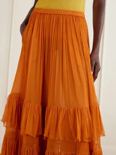 Saint Laurent Ruffled Silk-muslin Maxi Skirt | Thumbnail 4 Saint Laurent Ruffled Silk-muslin Maxi Skirt | Thumbnail 4