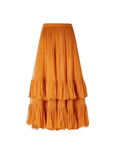 Saint Laurent Ruffled Silk-muslin Maxi Skirt | Thumbnail 1 Saint Laurent Ruffled Silk-muslin Maxi Skirt | Thumbnail 1