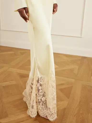 Self-Portrait Lace-trimmed Satin Maxi Dress | Thumbnail 4 Self-Portrait Lace-trimmed Satin Maxi Dress | Thumbnail 4