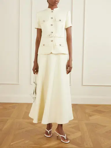 Self-Portrait Belted Embellished Crepe Midi Dress | Thumbnail 2 Self-Portrait Belted Embellished Crepe Midi Dress | Thumbnail 2