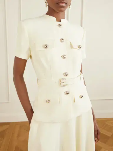 Self-Portrait Belted Embellished Crepe Midi Dress | Thumbnail 4 Self-Portrait Belted Embellished Crepe Midi Dress | Thumbnail 4