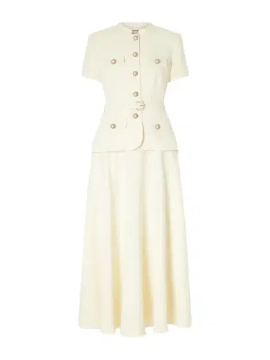 Self-Portrait Belted Embellished Crepe Midi Dress | Thumbnail 1 Self-Portrait Belted Embellished Crepe Midi Dress | Thumbnail 1