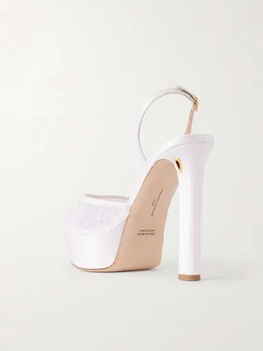 Jennifer Chamandi Antonio 130 Satin-trimmed Lace Sandals | Thumbnail 3 Jennifer Chamandi Antonio 130 Satin-trimmed Lace Sandals | Thumbnail 3