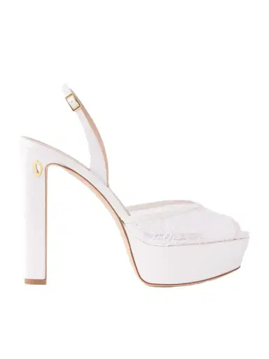 Jennifer Chamandi Antonio 130 Satin-trimmed Lace Sandals | Thumbnail 1 Jennifer Chamandi Antonio 130 Satin-trimmed Lace Sandals | Thumbnail 1
