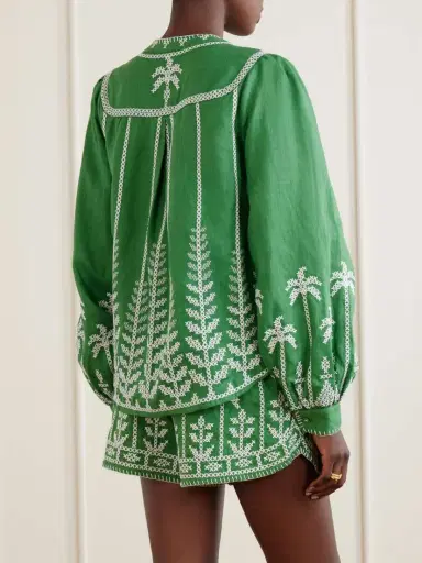 Farm Rio Embroidered Linen Blouse | Thumbnail 3 Farm Rio Embroidered Linen Blouse | Thumbnail 3