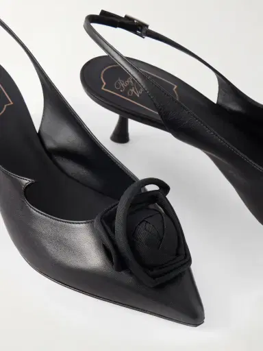 Roger Vivier I Love Vivier Roses 45 Twill-trimmed Leather Slingback Pumps | Thumbnail 5 Roger Vivier I Love Vivier Roses 45 Twill-trimmed Leather Slingback Pumps | Thumbnail 5