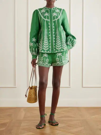 Farm Rio Embroidered Linen Shorts | Thumbnail 2 Farm Rio Embroidered Linen Shorts | Thumbnail 2