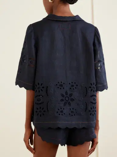 Vita Kin Broderie Anglaise-trimmed Linen Shirt | Thumbnail 3 Vita Kin Broderie Anglaise-trimmed Linen Shirt | Thumbnail 3