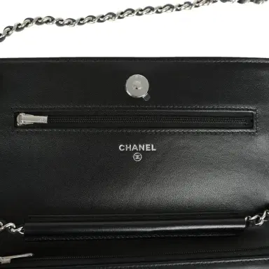 Chanel Chanel Wallet On Chain WOC Black Lamsbkin Silver Hardware | Thumbnail 8 Chanel Chanel Wallet On Chain WOC Black Lamsbkin Silver Hardware | Thumbnail 8