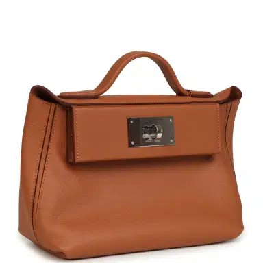 HERMÈS Hermes Mini 24/24 Bag Gold Evercolor and Swift Palladium Hardware | Thumbnail 2 HERMÈS Hermes Mini 24/24 Bag Gold Evercolor and Swift Palladium Hardware | Thumbnail 2