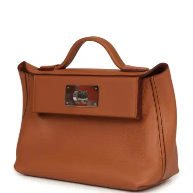 HERMÈS Hermes Mini 24/24 Bag Gold Evercolor and Swift Palladium Hardware | Thumbnail 5 HERMÈS Hermes Mini 24/24 Bag Gold Evercolor and Swift Palladium Hardware | Thumbnail 5