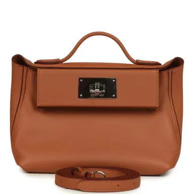 HERMÈS Hermes Mini 24/24 Bag Gold Evercolor and Swift Palladium Hardware | Thumbnail 1 HERMÈS Hermes Mini 24/24 Bag Gold Evercolor and Swift Palladium Hardware | Thumbnail 1