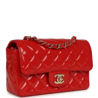 Chanel Pre-owned Chanel Mini Classic Rectangular Flap Bag Red Patent Light Gold Hardware | Thumbnail 2 Chanel Pre-owned Chanel Mini Classic Rectangular Flap Bag Red Patent Light Gold Hardware | Thumbnail 2