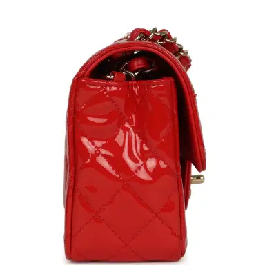 Chanel Pre-owned Chanel Mini Classic Rectangular Flap Bag Red Patent Light Gold Hardware | Thumbnail 3 Chanel Pre-owned Chanel Mini Classic Rectangular Flap Bag Red Patent Light Gold Hardware | Thumbnail 3