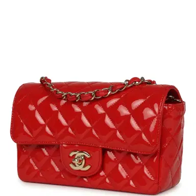 Chanel Pre-owned Chanel Mini Classic Rectangular Flap Bag Red Patent Light Gold Hardware | Thumbnail 5 Chanel Pre-owned Chanel Mini Classic Rectangular Flap Bag Red Patent Light Gold Hardware | Thumbnail 5