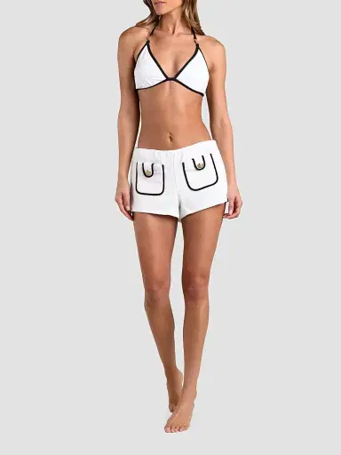 L'AGENCE Women's Fine Line Amiya Shorts - White | Thumbnail 2 L'AGENCE Women's Fine Line Amiya Shorts - White | Thumbnail 2