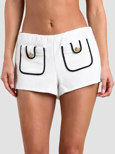 L'AGENCE Women's Fine Line Amiya Shorts - White | Thumbnail 4 L'AGENCE Women's Fine Line Amiya Shorts - White | Thumbnail 4