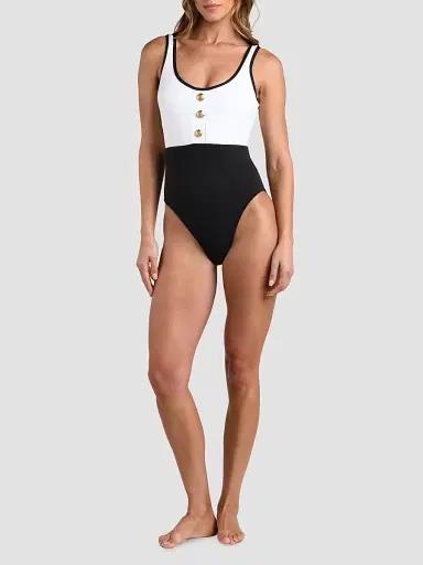 L'Agence Women's Fine Line Mila One-Piece Swimsuit - White | Thumbnail 2 L'Agence Women's Fine Line Mila One-Piece Swimsuit - White | Thumbnail 2