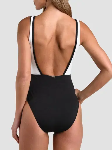 L'Agence Women's Fine Line Mila One-Piece Swimsuit - White | Thumbnail 3 L'Agence Women's Fine Line Mila One-Piece Swimsuit - White | Thumbnail 3