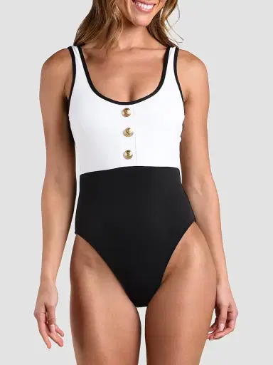L'Agence Women's Fine Line Mila One-Piece Swimsuit - White | Thumbnail 4 L'Agence Women's Fine Line Mila One-Piece Swimsuit - White | Thumbnail 4