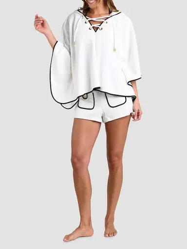 L'AGENCE Women's Fine Line Demeter Poncho - White | Thumbnail 2 L'AGENCE Women's Fine Line Demeter Poncho - White | Thumbnail 2