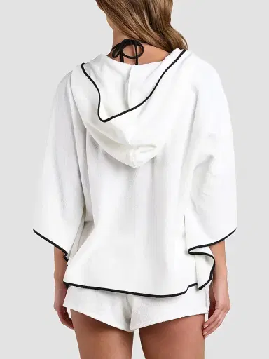 L'AGENCE Women's Fine Line Demeter Poncho - White | Thumbnail 3 L'AGENCE Women's Fine Line Demeter Poncho - White | Thumbnail 3