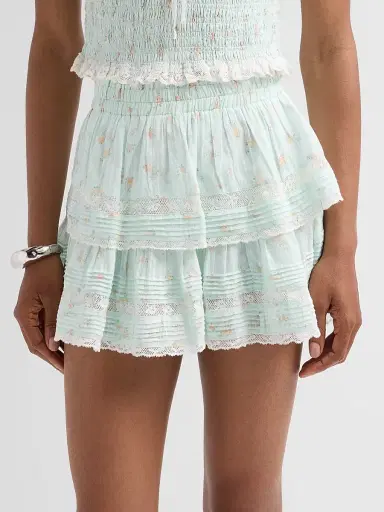 LoveShackFancy Women's Floral Ruffle Mini Skirt - Celadon Drift - Size XL | Thumbnail 5 LoveShackFancy Women's Floral Ruffle Mini Skirt - Celadon Drift - Size XL | Thumbnail 5