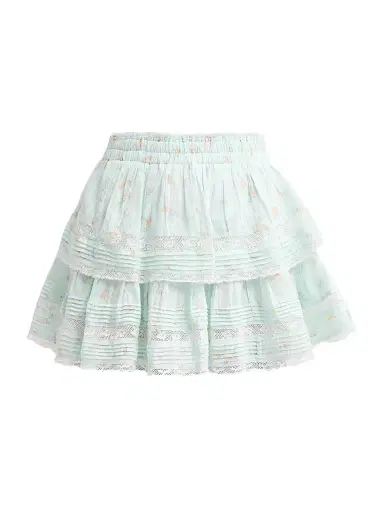 LoveShackFancy Women's Floral Ruffle Mini Skirt - Celadon Drift - Size XL | Thumbnail 1 LoveShackFancy Women's Floral Ruffle Mini Skirt - Celadon Drift - Size XL | Thumbnail 1
