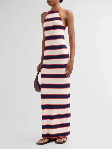 SEROYA Women's Arrabella Striped Halter Maxi Dress | Thumbnail 4 SEROYA Women's Arrabella Striped Halter Maxi Dress | Thumbnail 4