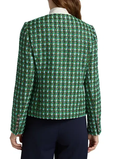 Elie Tahari Women's The Eleni Metallic Double-Breasted Jacket - Parrot Green Tweed - Size XS | Thumbnail 5 Elie Tahari Women's The Eleni Metallic Double-Breasted Jacket - Parrot Green Tweed - Size XS | Thumbnail 5