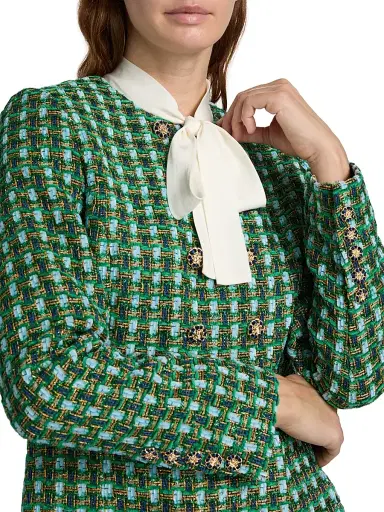 Elie Tahari Women's The Eleni Metallic Double-Breasted Jacket - Parrot Green Tweed - Size XS | Thumbnail 6 Elie Tahari Women's The Eleni Metallic Double-Breasted Jacket - Parrot Green Tweed - Size XS | Thumbnail 6