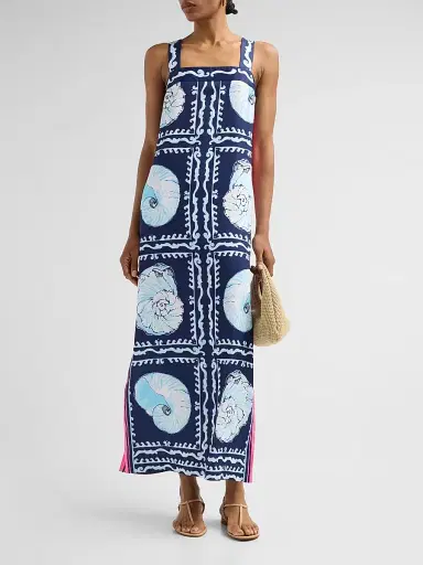 Lilly Pulitzer Women's Casandra Seashell-Print Maxi Dress - Low Tide Navy - Size 0 | Thumbnail 2 Lilly Pulitzer Women's Casandra Seashell-Print Maxi Dress - Low Tide Navy - Size 0 | Thumbnail 2