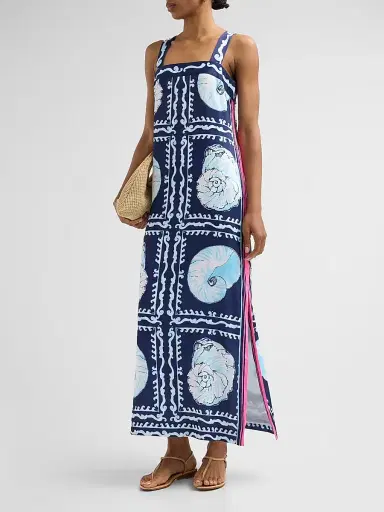 Lilly Pulitzer Women's Casandra Seashell-Print Maxi Dress - Low Tide Navy - Size 0 | Thumbnail 3 Lilly Pulitzer Women's Casandra Seashell-Print Maxi Dress - Low Tide Navy - Size 0 | Thumbnail 3