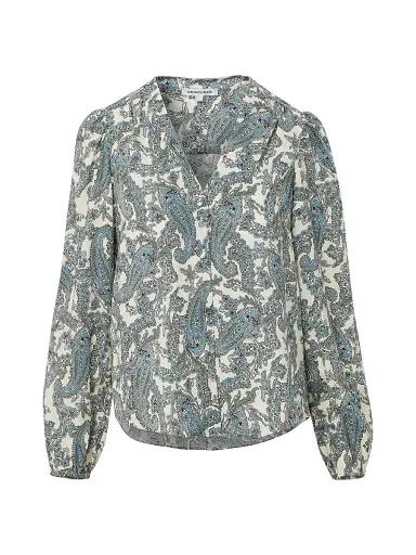 Veronica Beard Women's Farah Paisley V-Neck Blouse - Ecru Multi | Thumbnail 1 Veronica Beard Women's Farah Paisley V-Neck Blouse - Ecru Multi | Thumbnail 1