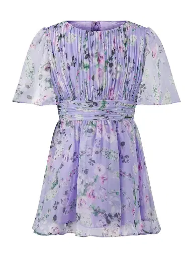 Mac Duggal Little Girl's & Girl's Floral Pleated Dress - Bluelavenderfloral - Size 14 | Thumbnail 1 Mac Duggal Little Girl's & Girl's Floral Pleated Dress - Bluelavenderfloral - Size 14 | Thumbnail 1
