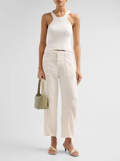L'Agence Women's Cody Rodeo Linen High-Rise Barrel Pants - Vintage White | Thumbnail 2 L'Agence Women's Cody Rodeo Linen High-Rise Barrel Pants - Vintage White | Thumbnail 2