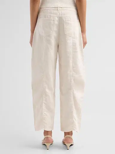 L'Agence Women's Cody Rodeo Linen High-Rise Barrel Pants - Vintage White | Thumbnail 3 L'Agence Women's Cody Rodeo Linen High-Rise Barrel Pants - Vintage White | Thumbnail 3