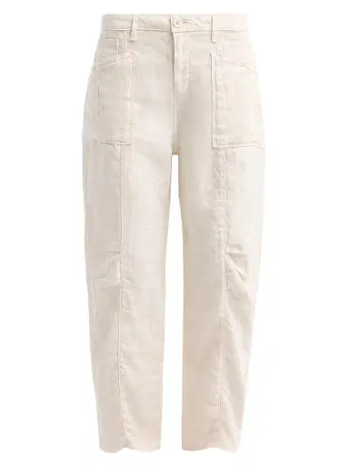 L'Agence Women's Cody Rodeo Linen High-Rise Barrel Pants - Vintage White | Thumbnail 1 L'Agence Women's Cody Rodeo Linen High-Rise Barrel Pants - Vintage White | Thumbnail 1