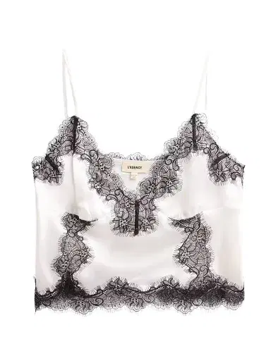 L'Agence Women's Kimber Lace-Detail Camisole - White Black - Size Large | Thumbnail 1 L'Agence Women's Kimber Lace-Detail Camisole - White Black - Size Large | Thumbnail 1