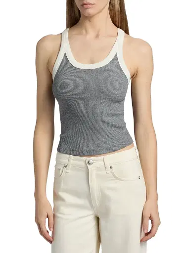 rag & bone Women's The Essential Rib-Knit Cotton-Blend Tank - Heather Grey - Size XL | Thumbnail 3 rag & bone Women's The Essential Rib-Knit Cotton-Blend Tank - Heather Grey - Size XL | Thumbnail 3
