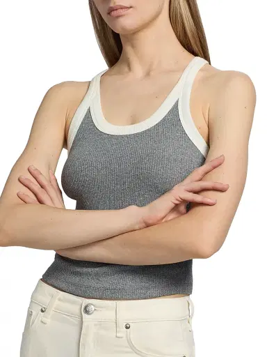 rag & bone Women's The Essential Rib-Knit Cotton-Blend Tank - Heather Grey - Size XL | Thumbnail 6 rag & bone Women's The Essential Rib-Knit Cotton-Blend Tank - Heather Grey - Size XL | Thumbnail 6