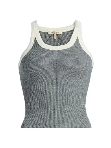 rag & bone Women's The Essential Rib-Knit Cotton-Blend Tank - Heather Grey - Size XL | Thumbnail 1 rag & bone Women's The Essential Rib-Knit Cotton-Blend Tank - Heather Grey - Size XL | Thumbnail 1