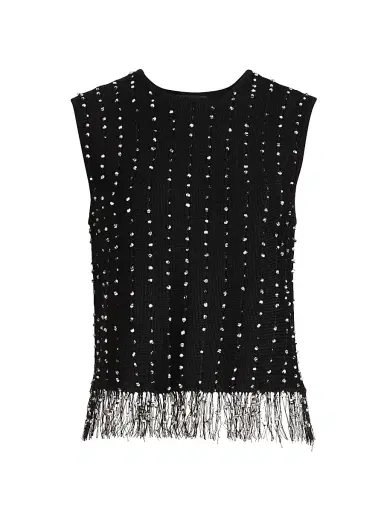 rag & bone Women's James Crochet Fringe Tank - Black | Thumbnail 1 rag & bone Women's James Crochet Fringe Tank - Black | Thumbnail 1