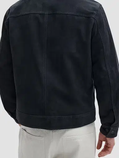 rag & bone Men's Suede Trucker Jacket - Navy | Thumbnail 3 rag & bone Men's Suede Trucker Jacket - Navy | Thumbnail 3