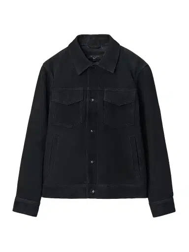 rag & bone Men's Suede Trucker Jacket - Navy | Thumbnail 1 rag & bone Men's Suede Trucker Jacket - Navy | Thumbnail 1